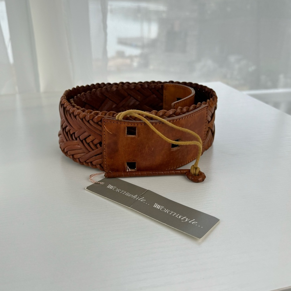 Vintage Worth Leather Braided Belt 29” new with tags
